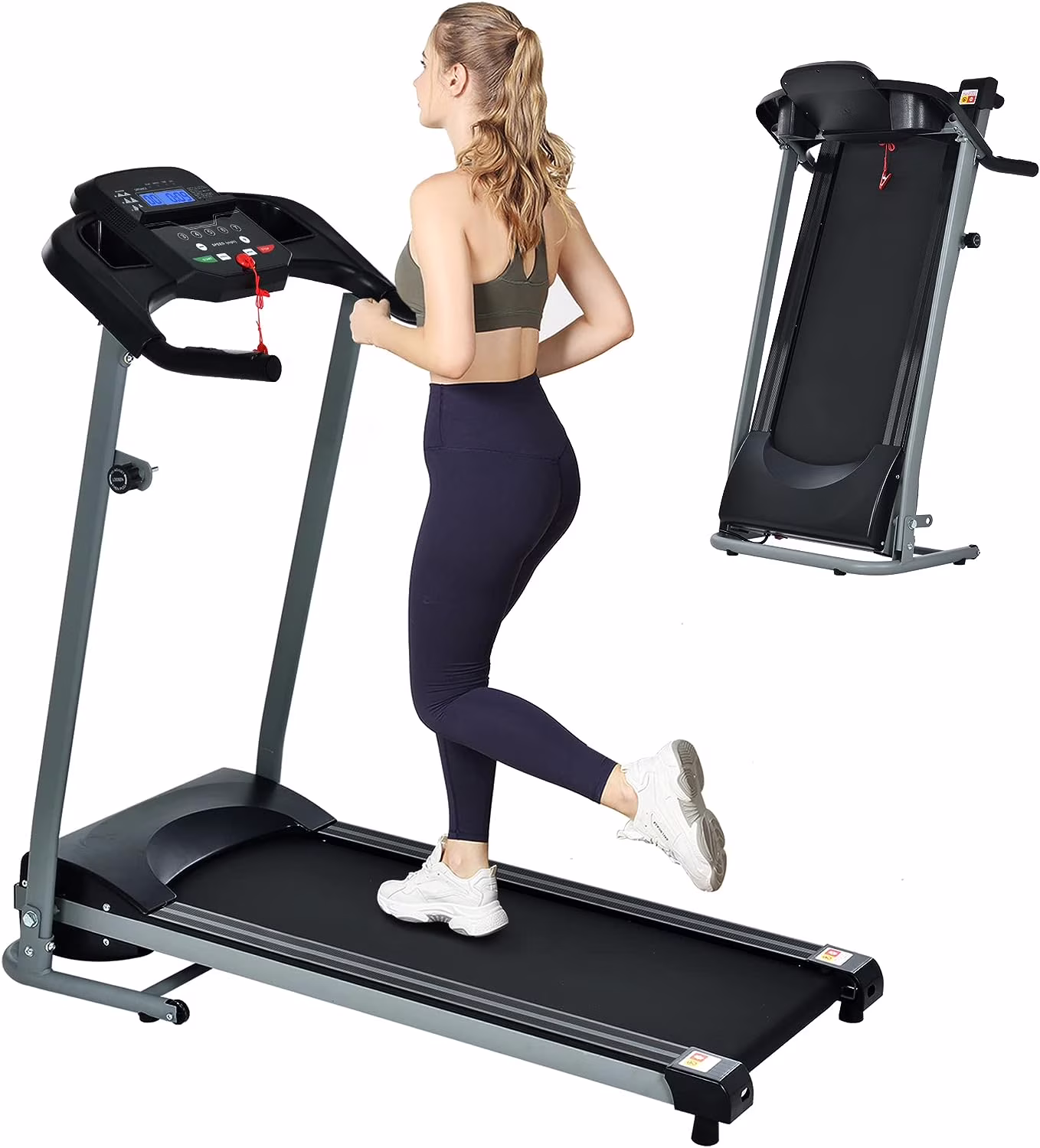 SWERTOY 2.0HP Treadmill for Home Folding 240lb Weight Capacity Walking Jogging Exercise Machine Health & Fitness Fixed Incline with HD Screen 3 Gear Adjustment Shock Absorber Running Belt