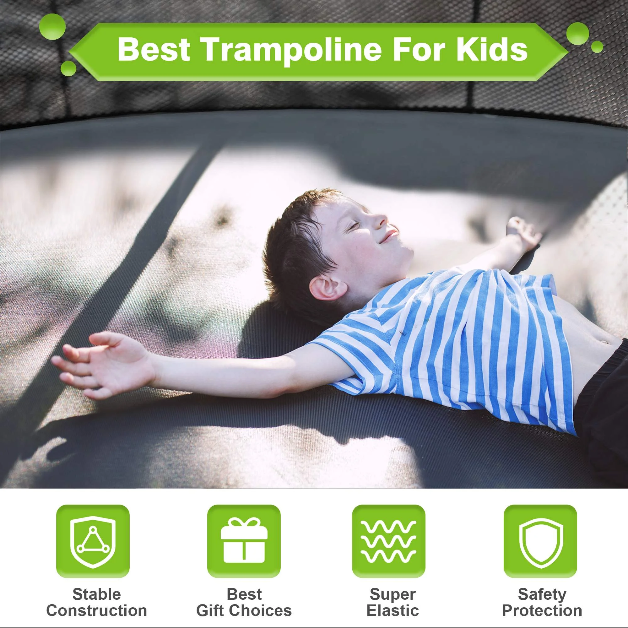 GVDV 16FT Outdoor Trampoline for Kids & Adults, Recreational Trampoline w/Ladder & Safety Net