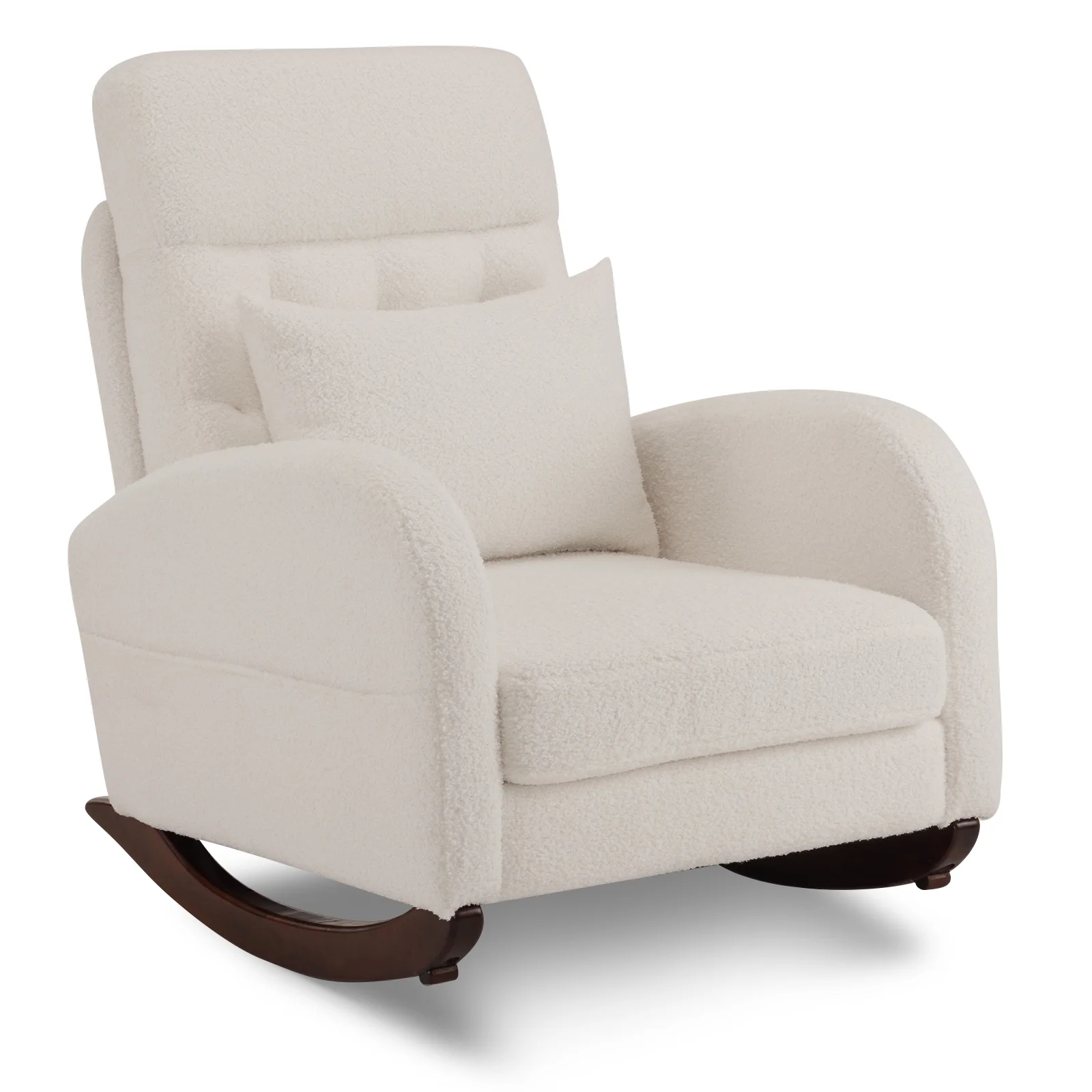 Ktaxon Rocking Accent Chair Glider Reading Chair Comfy Teddy Velvet Upholstered Single Sofa Rocker for Living Room, Nursery, Bedroom Beige