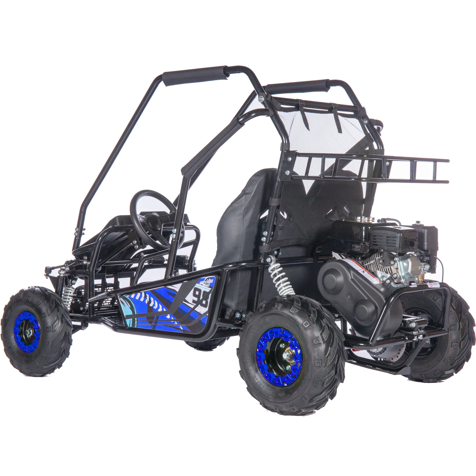 MotoTec Mud XL 212cc 2 Seat Go Kart Full Suspension Blue