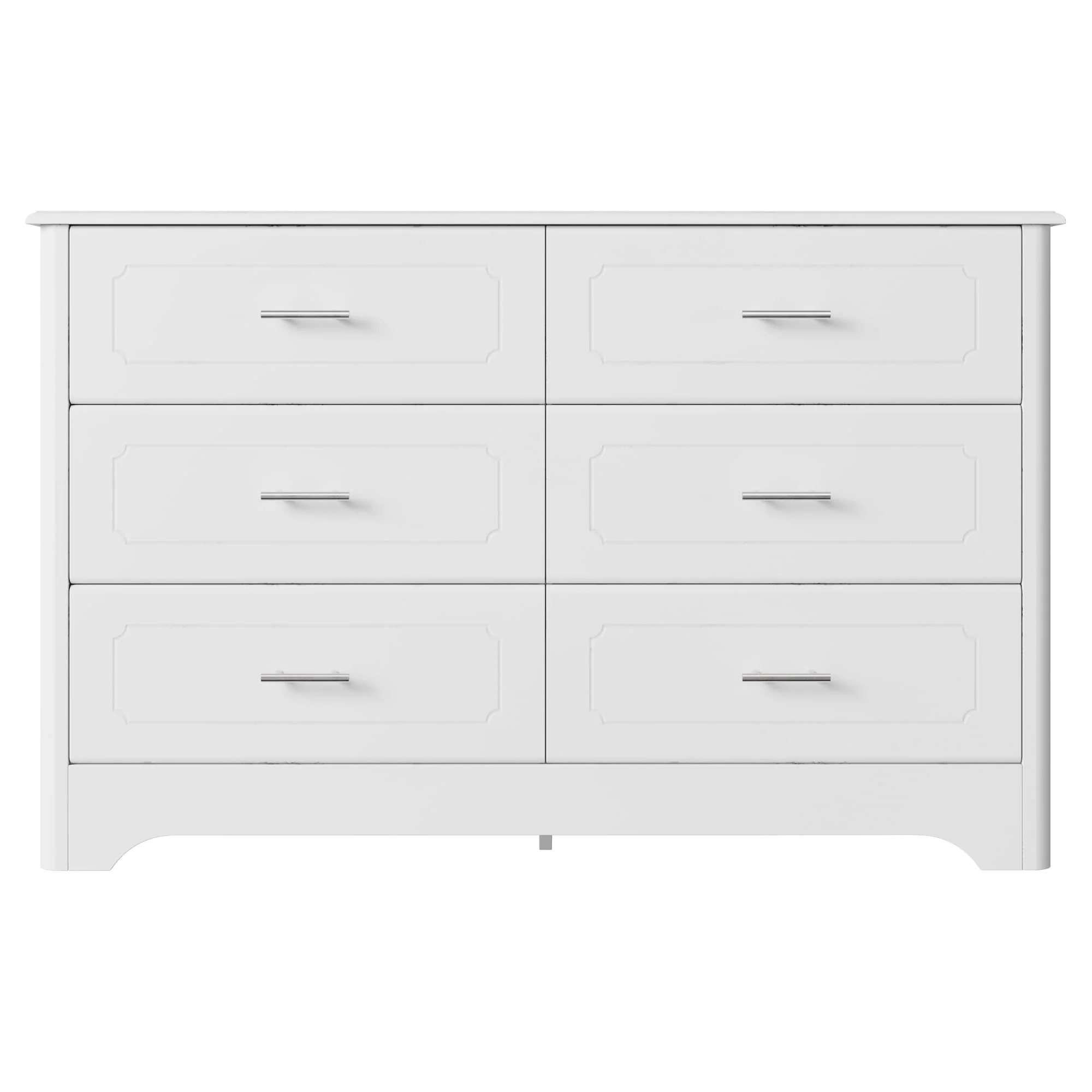 Homfa Double Dresser with 6 Drawer, White Horizontal Dresser Chest for Bedroom