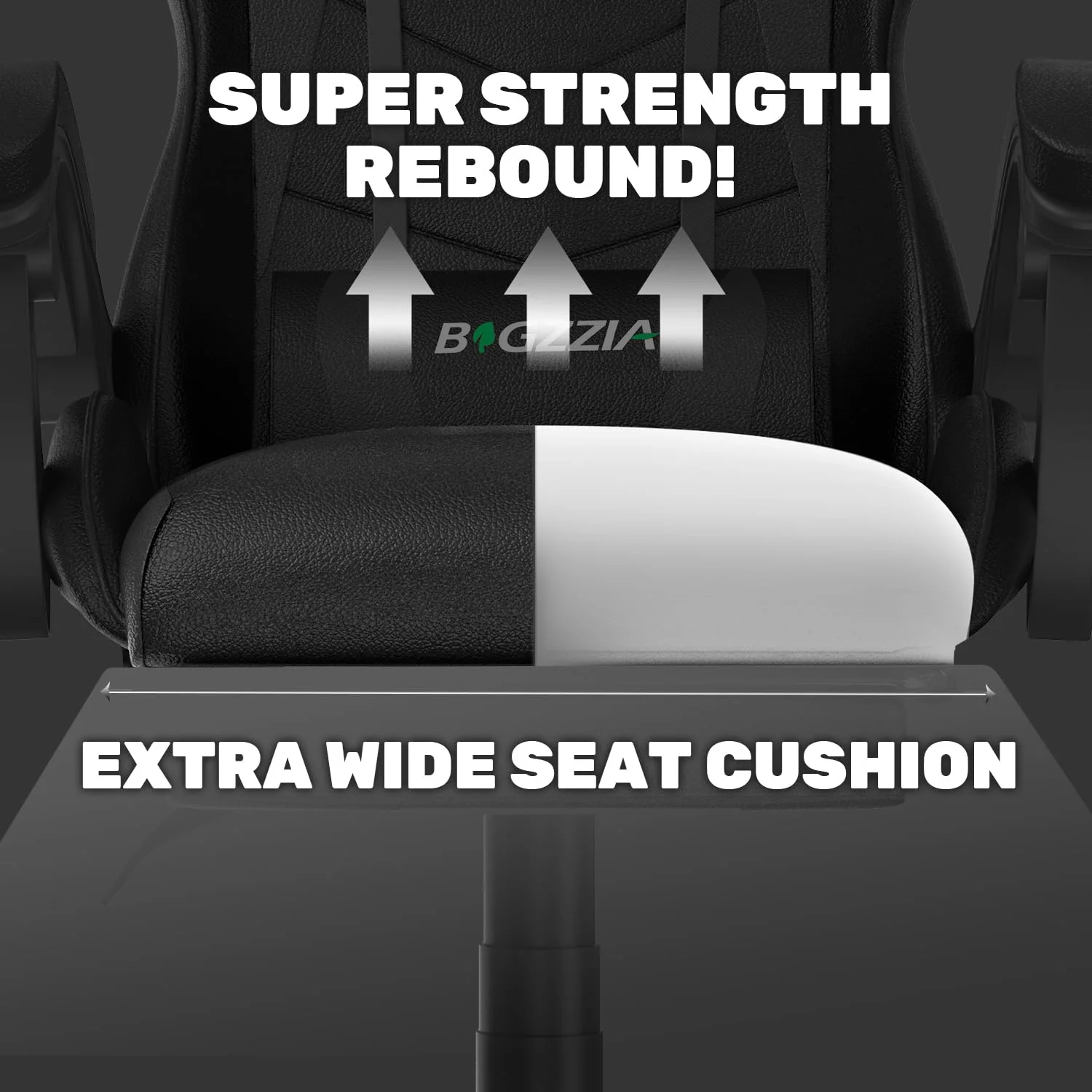 Bigzzia Gaming Chair Office Chair, Ergonomic Game Chair with Height Adjustable Headrest and Lumbar Support for Adults Teens, Black & White