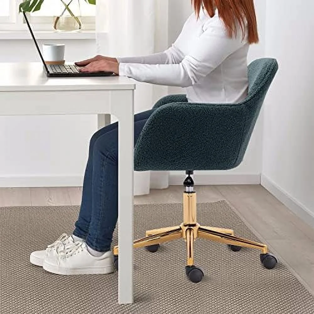Modern Faux Fur Home Office Chair Height Adjustable, White Desk Chair Vanity Chair for Makeup Room, Rolling Desk Chairs with Wheels, Swivel Furry Cute Desk Chair for Teen Girls Women