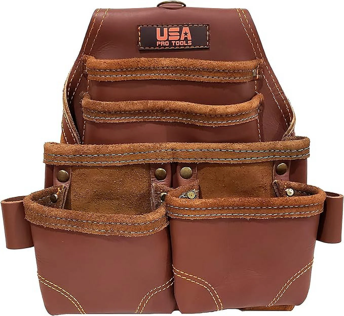 USA Pro Tools Tool Belt | Leather Rig for Carpenters, Framers, Electricians, Constructors, and Handyman Adjustable Pouches (SST 1108-1122)