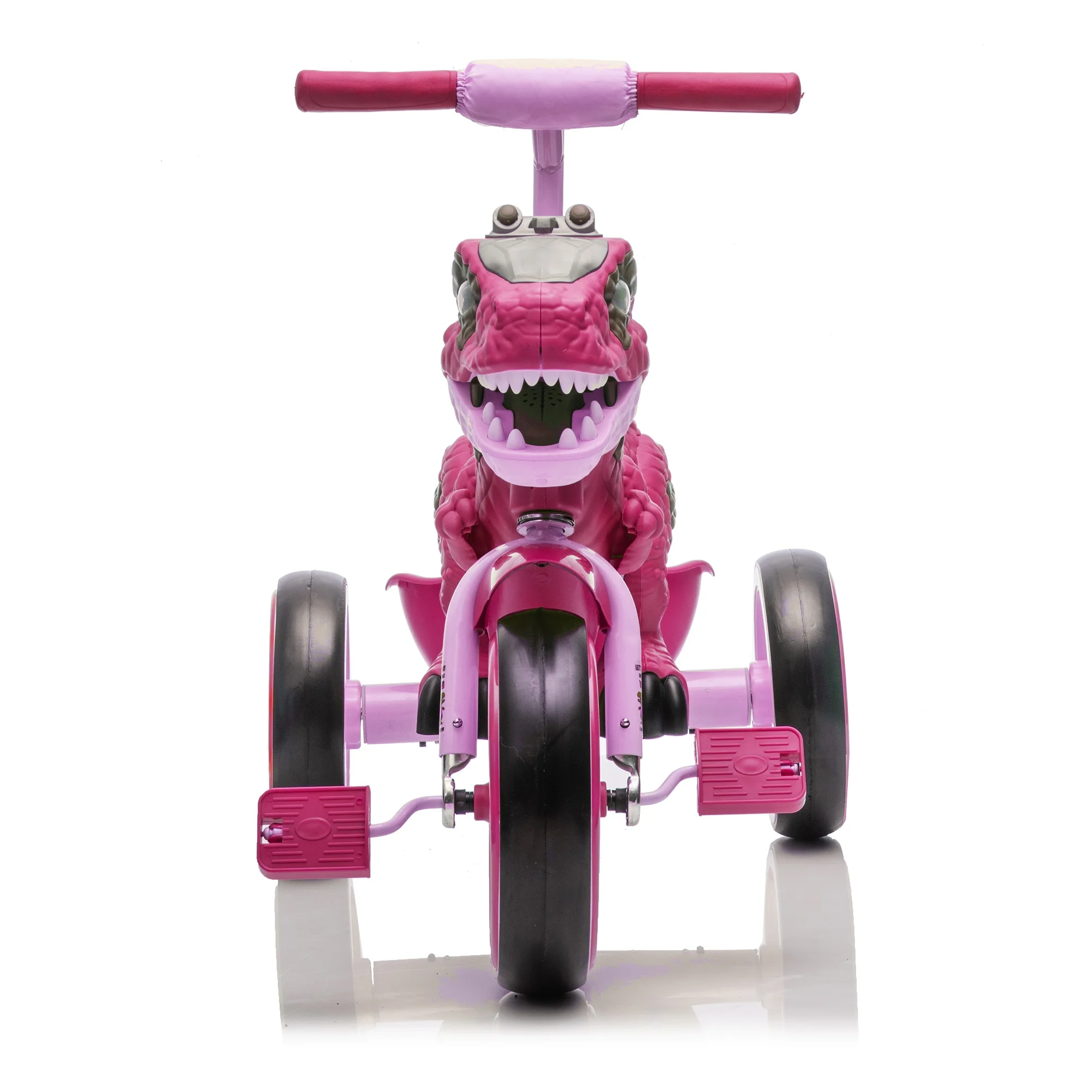 Xuanlur Kids Ride on Dinosaur Tricycle, Toddlers Kid Trike with Wide Flash Wheels, Anti-Slip Pedals, Rear Basket, Music & LED Lights, Toddler Bike Toys Gift for 3-6 Year Old Boys & Girls (Green)