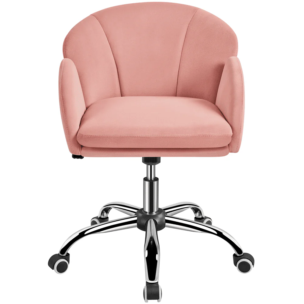 Yaheetech Modern Vanity Chair Swivel Rolling Chair with Armrests, Pink