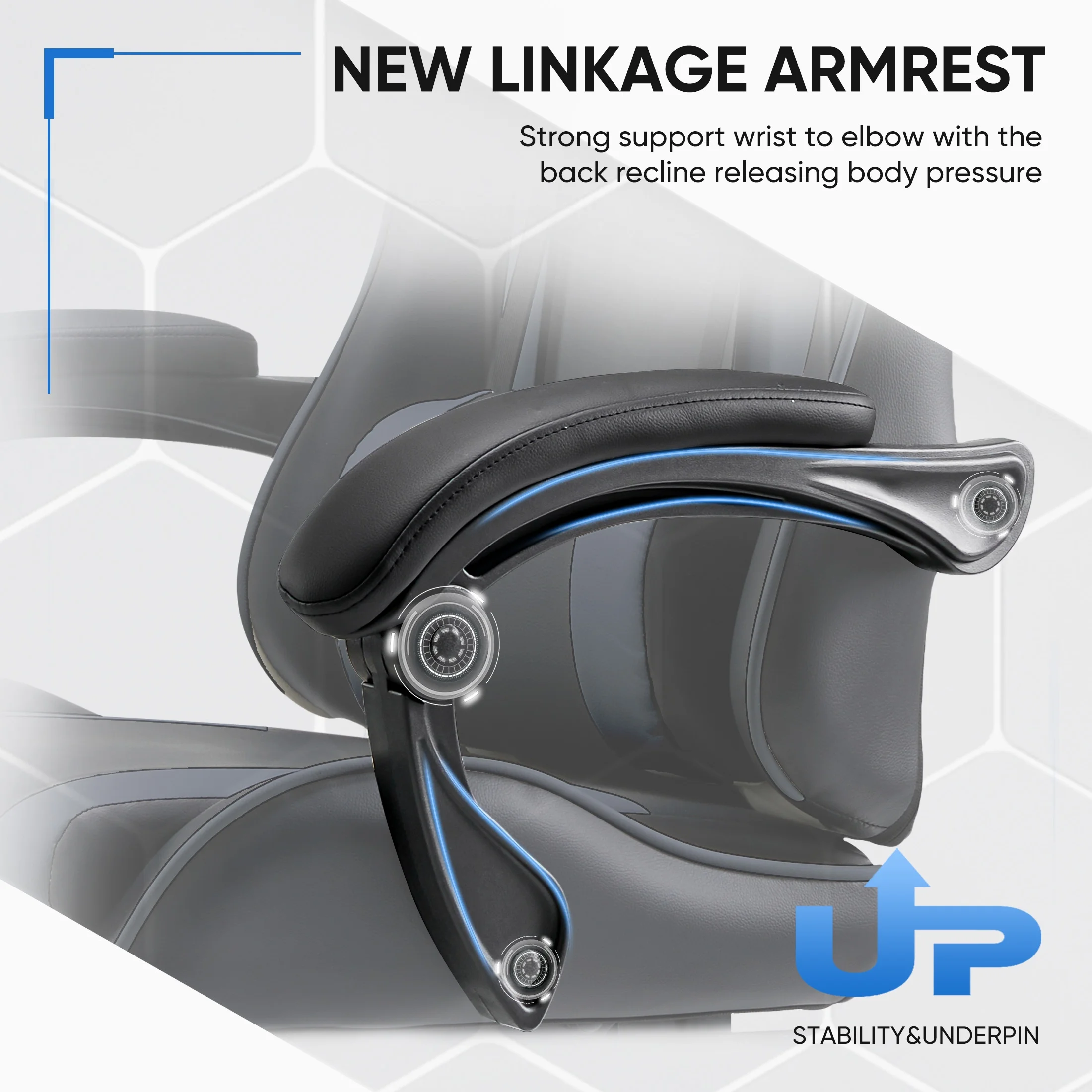 EDX Ergonomic Gaming Chair High Back Office Chair with Lumbar Support and Adjustable Armrests Swivel Racing Chair, Black and Gray