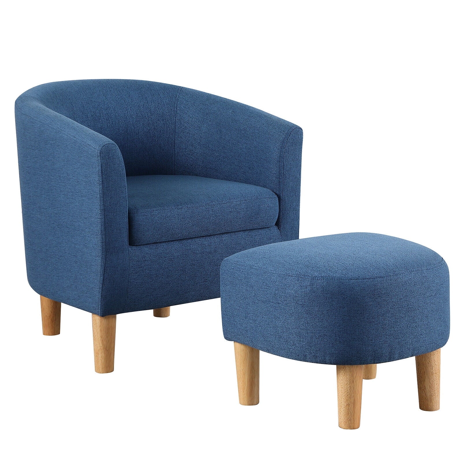 Dazone Swivel Armchair & Ottoman Set, Modern Accent Upholstered Single Sofa Chair With Footstool, 360°Rotating Armchair and Footrest Set, Club Tub Chair for Living Room Bedroom Reading Room,Gray