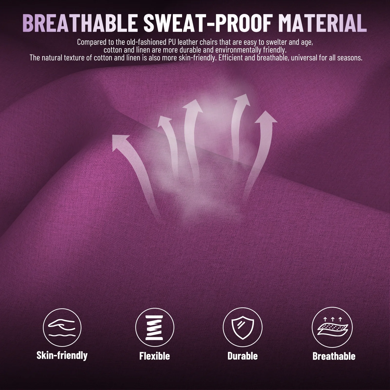 SOONTRANS Gaming Chair for Adults, Ergonomic Linen Fabric Computer Chair with Massage Lumbar Pillow, Gamer Game Chair with Adjustable Headrest, Comfortable Office Chair for Home, White