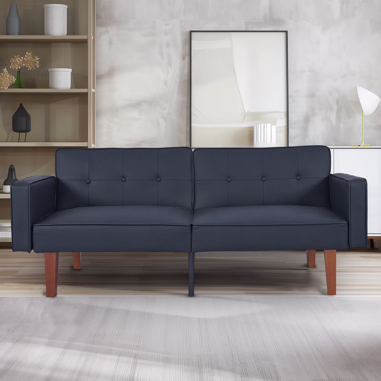 Sofa Bed, Convertible Memory Foam Futon Couch, Adjustable Sleeper Sofa Bed for Living Room, Gray