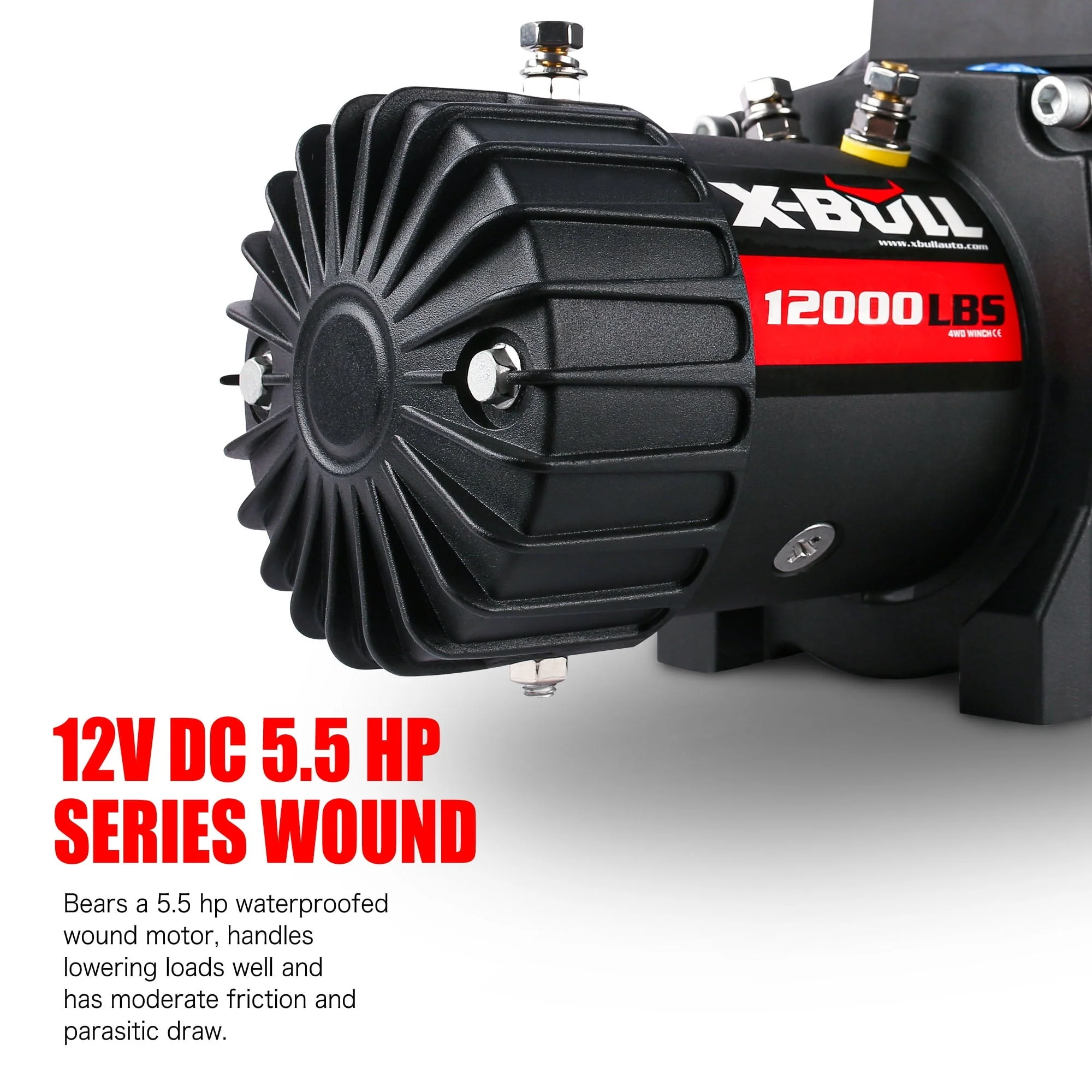 X-BULL Electric Winch 12000LB Winch Synthetic Rope 12V Truck Towing Trailer Jeep Winch 4WD With Wireless Remote Winch Cover