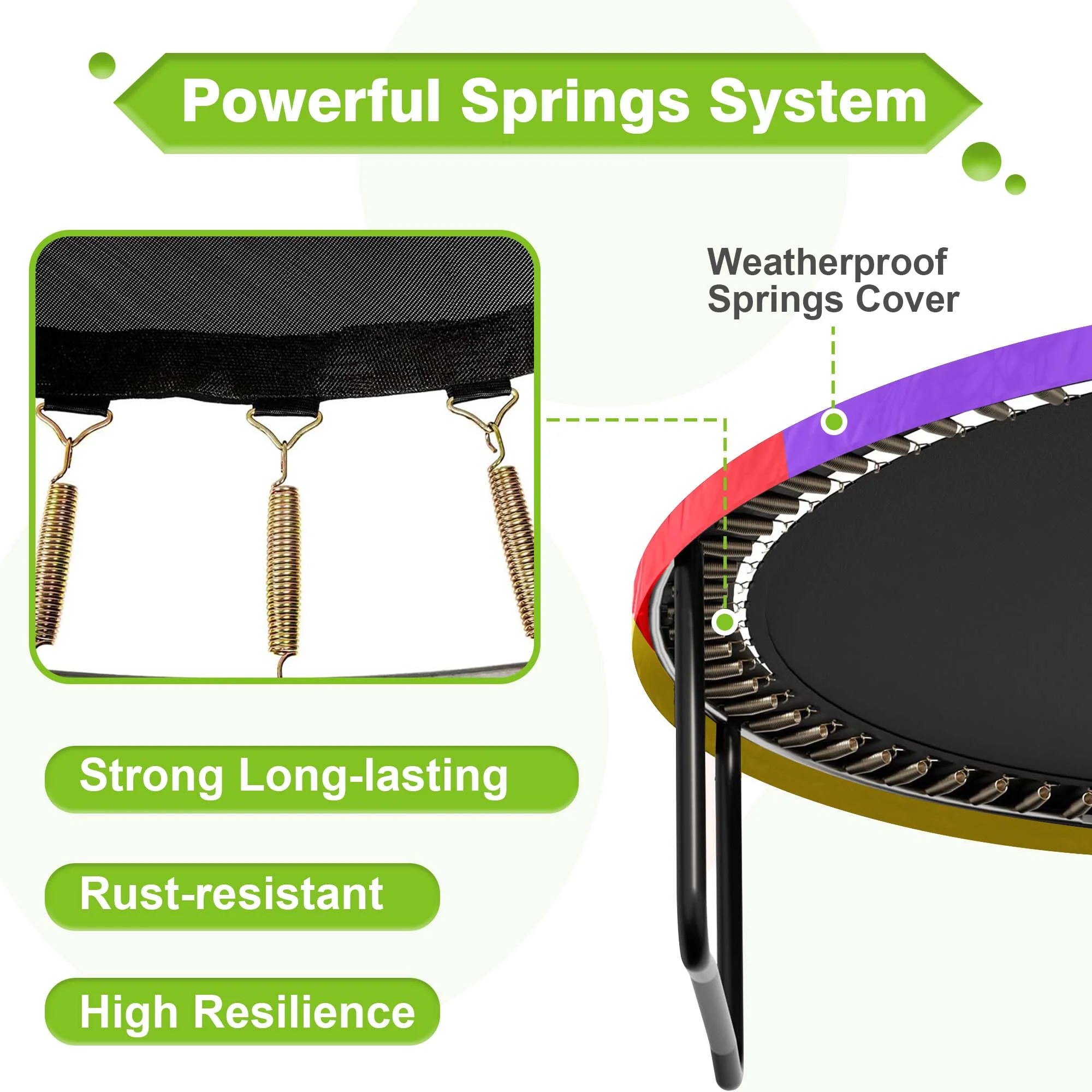 GVDV 16FT Outdoor Trampoline for Kids & Adults, Recreational Trampoline w/Ladder & Safety Net