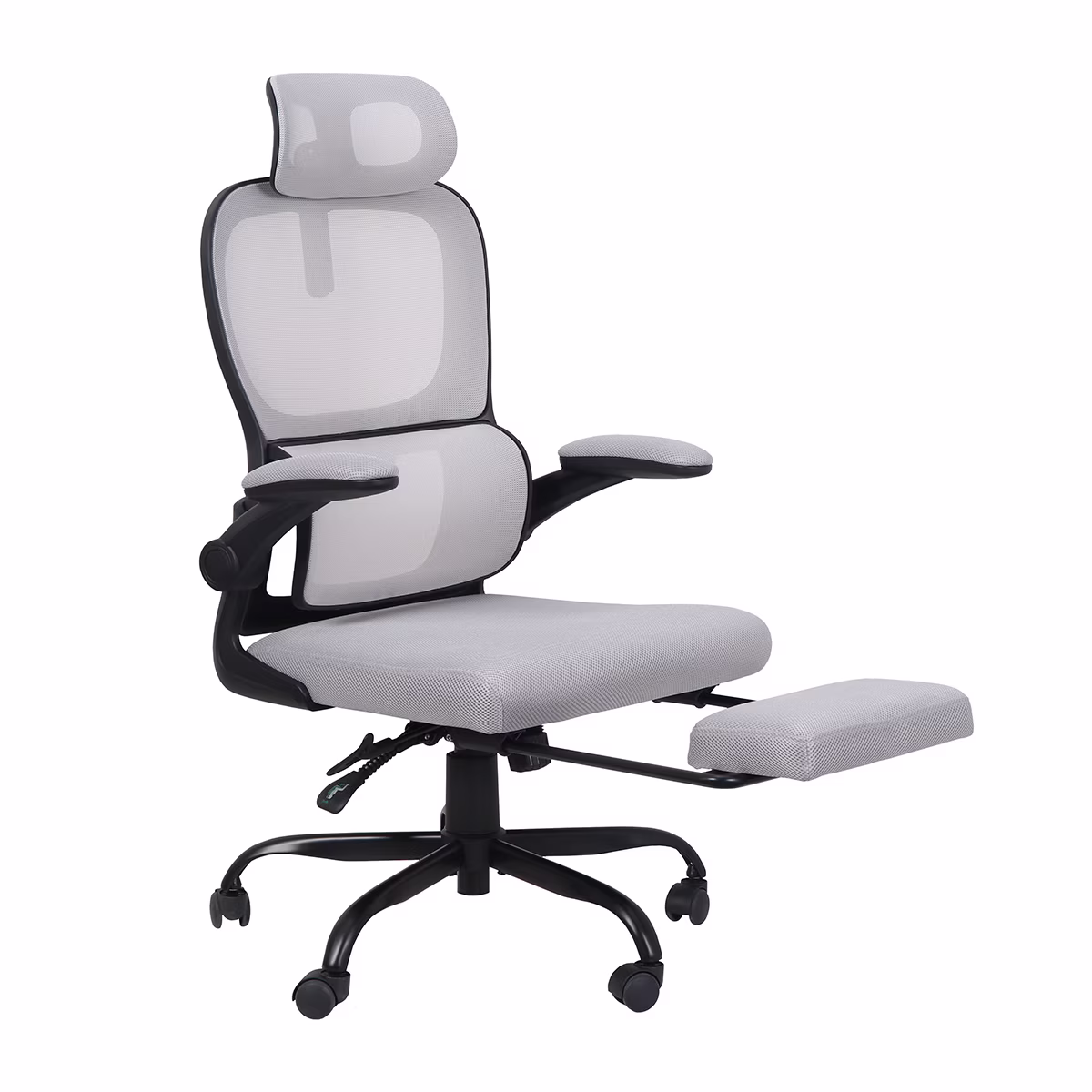 Mainstays Ergonomic Height Adjustable Mesh Office Chair for Teens and Adults with Lumbar Support and Tilt Function, with Leg Rest, Black