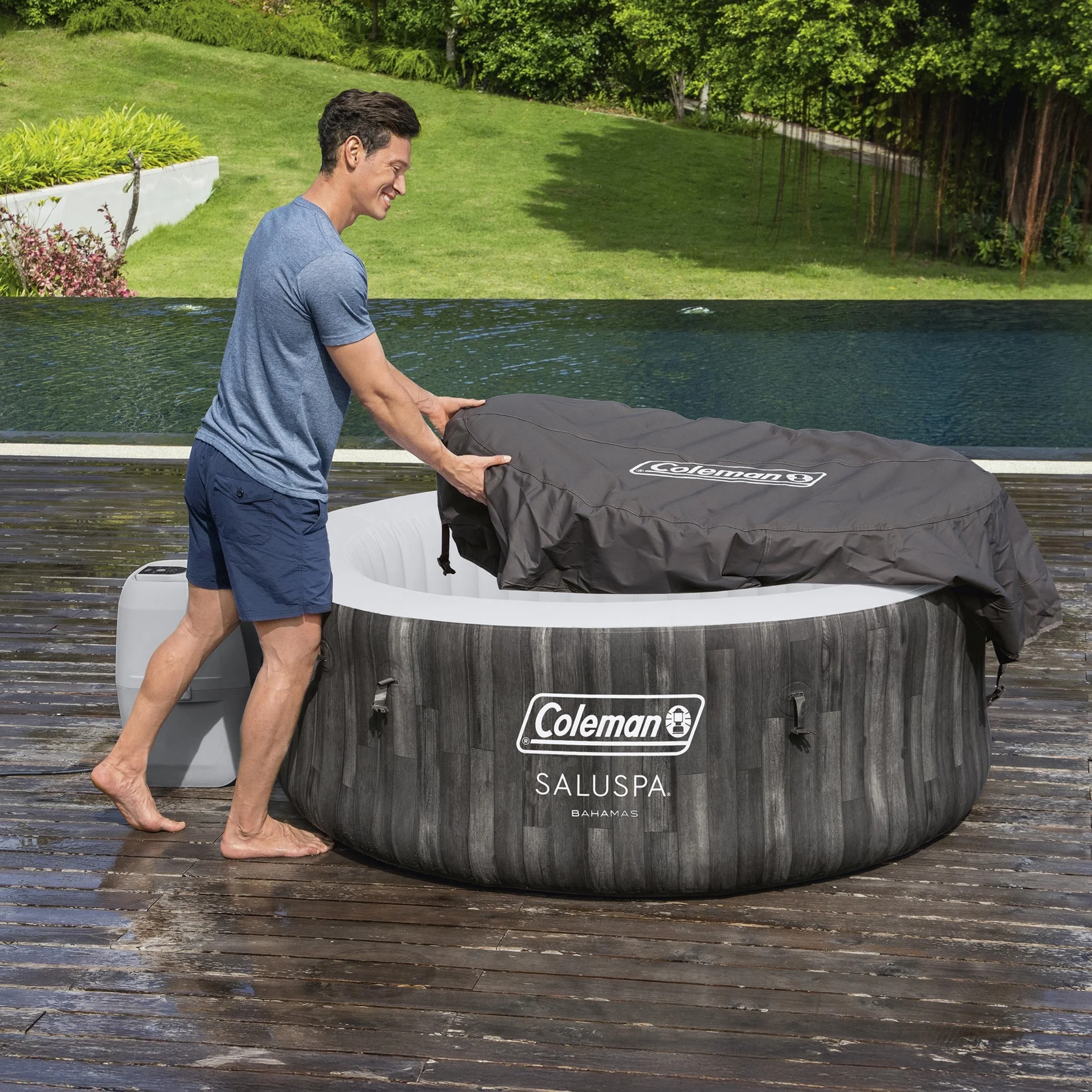Coleman Bahamas AirJet Inflatable Outdoor Round Hot Tub 2-4 Person with Pump #P08411
