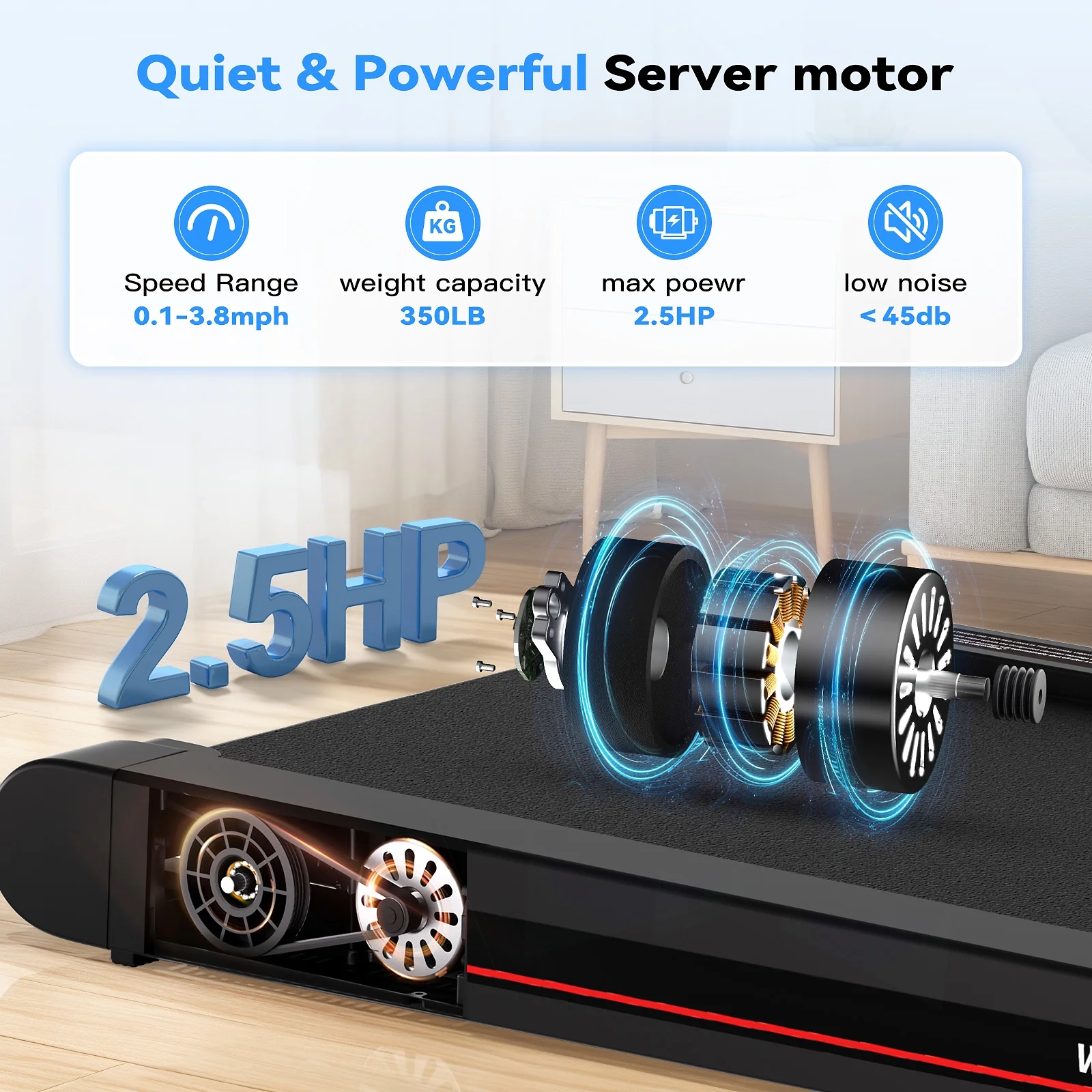 Sperax Walking Pad Treadmill with APP,3 in 1 Portable Under Desk Treadmill Fitness,Walking Vibration Workout Pad with Remote Control