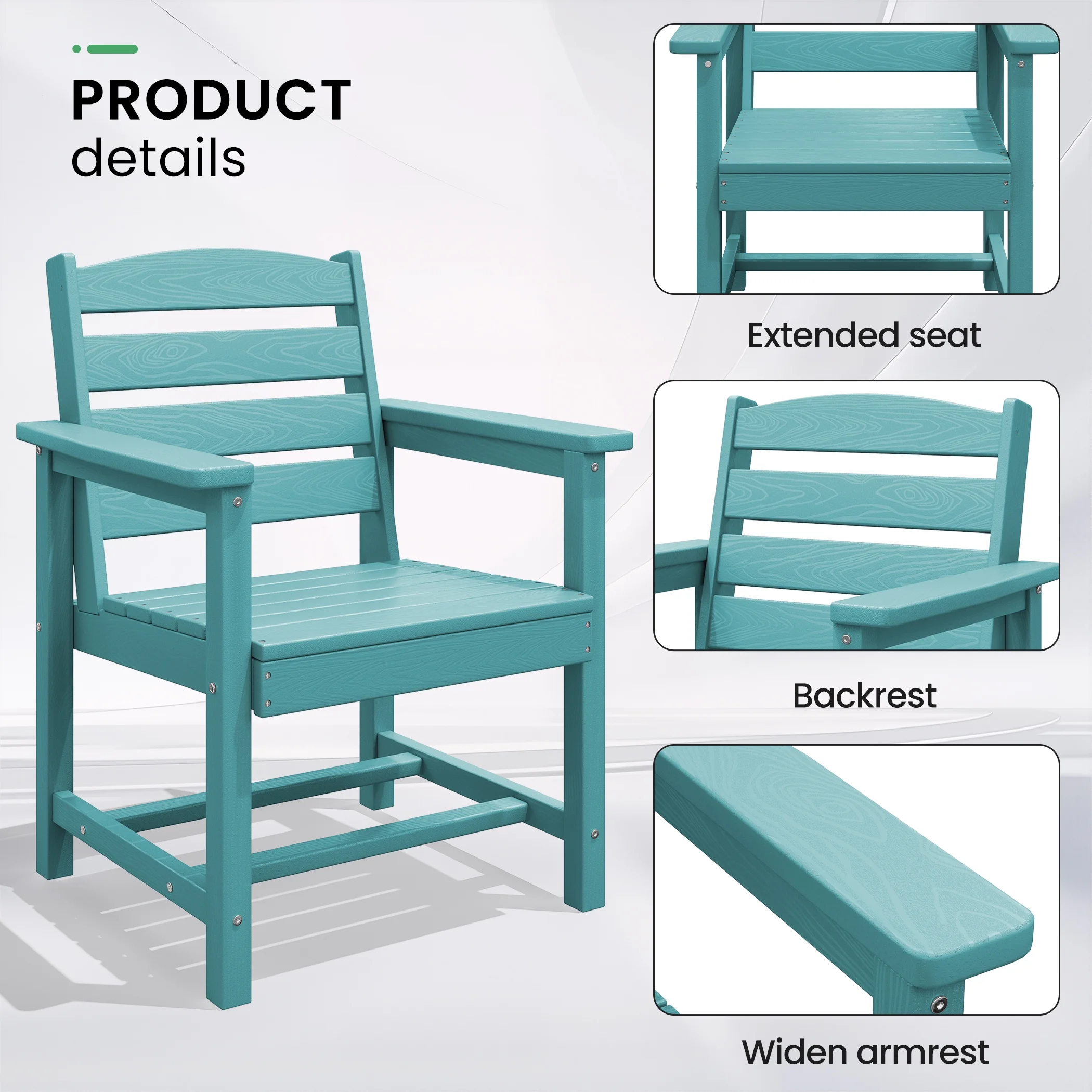 SERWALL Outdoor HDPE Dining Table Set, 7-Piece Outdoor Dining Table Sets with Umbrella Hole, Grey