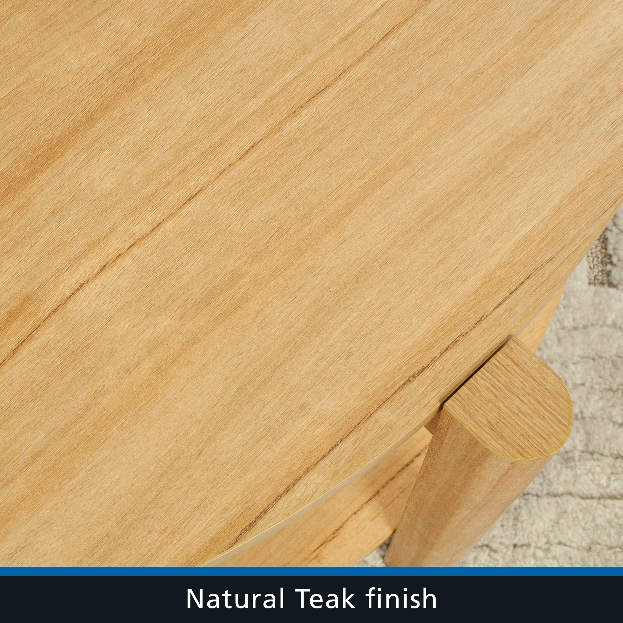 Mainstays Round Modern Dowel Coffee Table, Natural Teak Finish