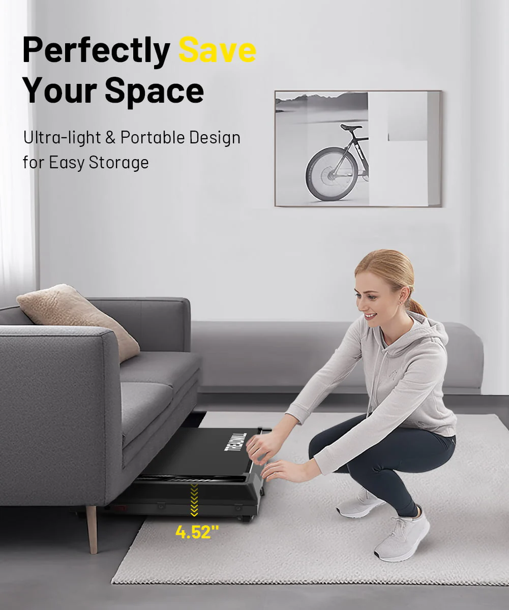 Walking Treadmill Under Desk Portable Walking Pad 265LBS 2.25HP for Home Office, Black