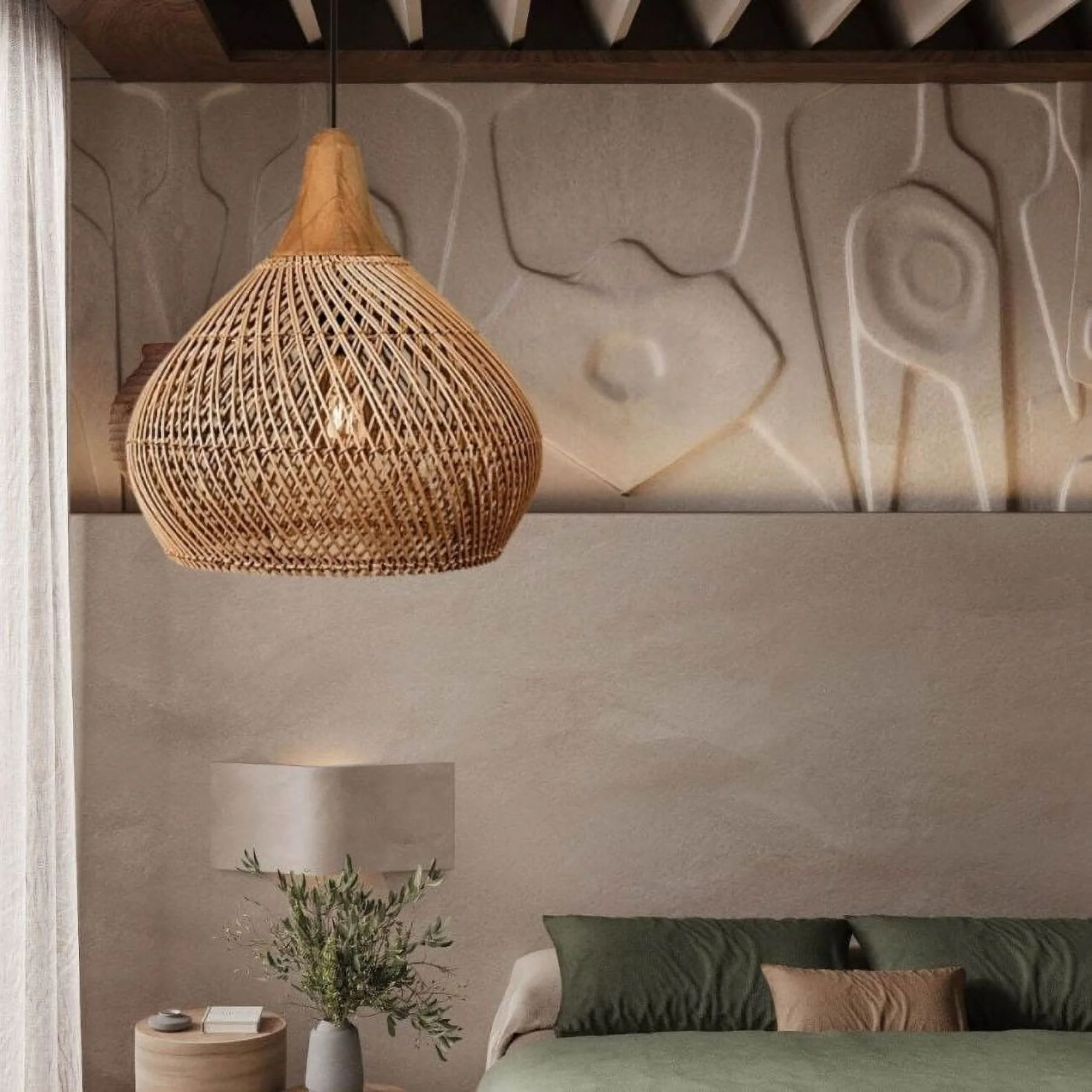 Arturesthome Japanese Style Wabi-sabi Style Rattan Pendant lampshade