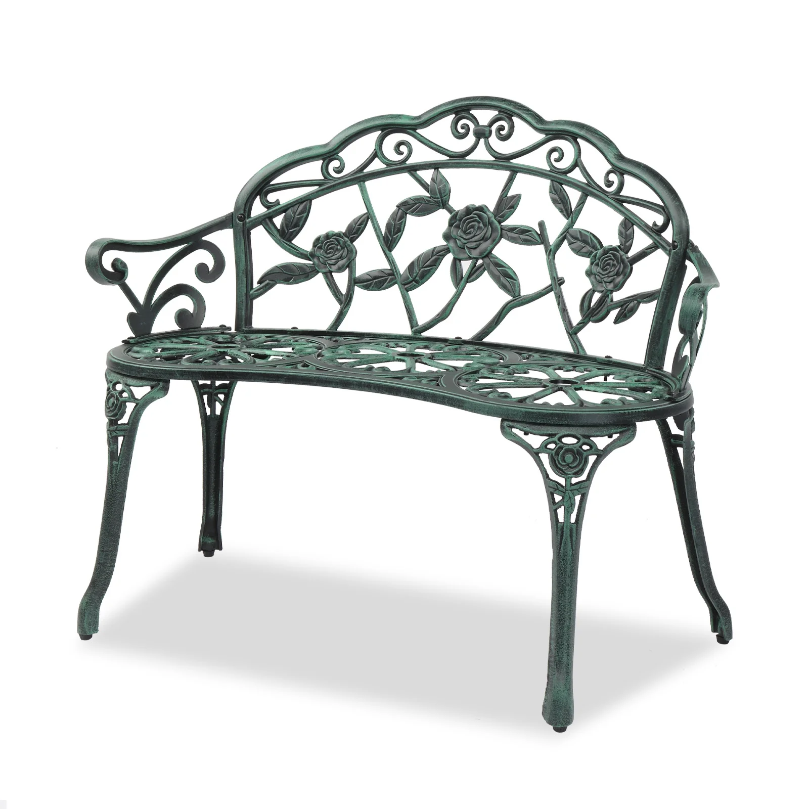 Ktaxon Outdoor Patio Park Garden Bench Courtyard Leisure Rose Cast Aluminum, Outdoor Loveset, Bronze