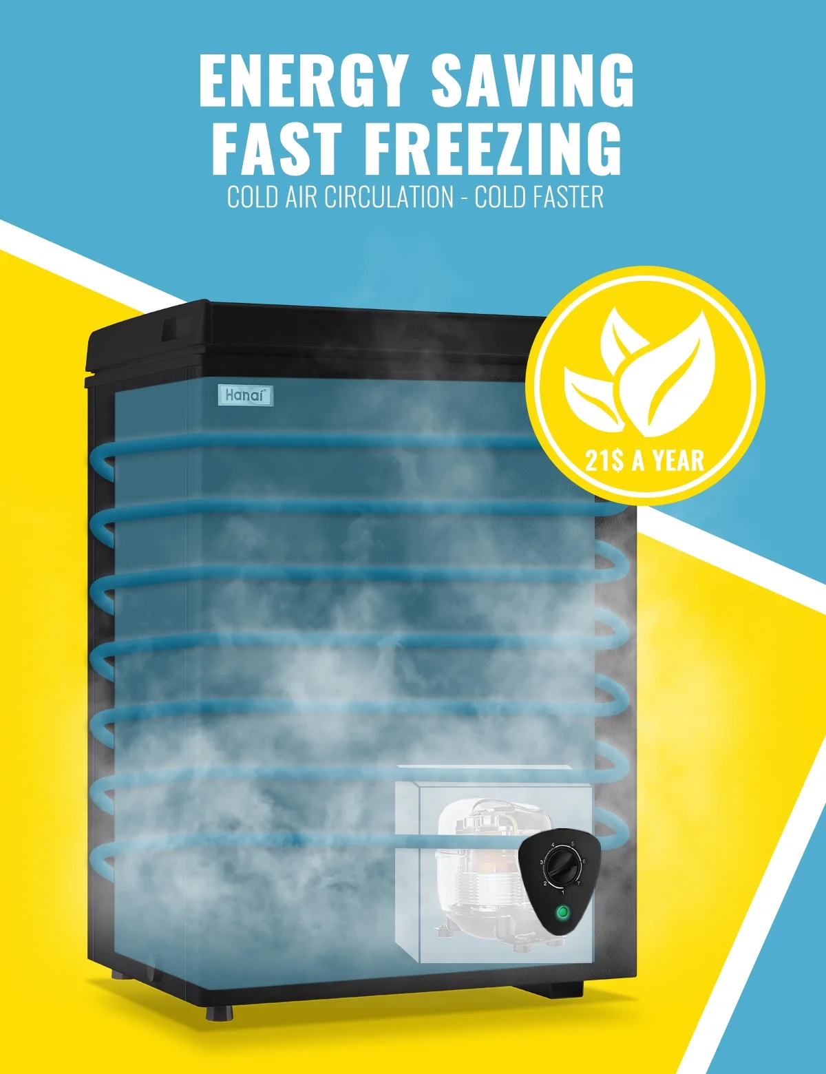 WANAI 3.5 Cu.ft Chest Freezer Small Deep Freeze with 7 Gears Temp Control Office Dorm Kitchen White