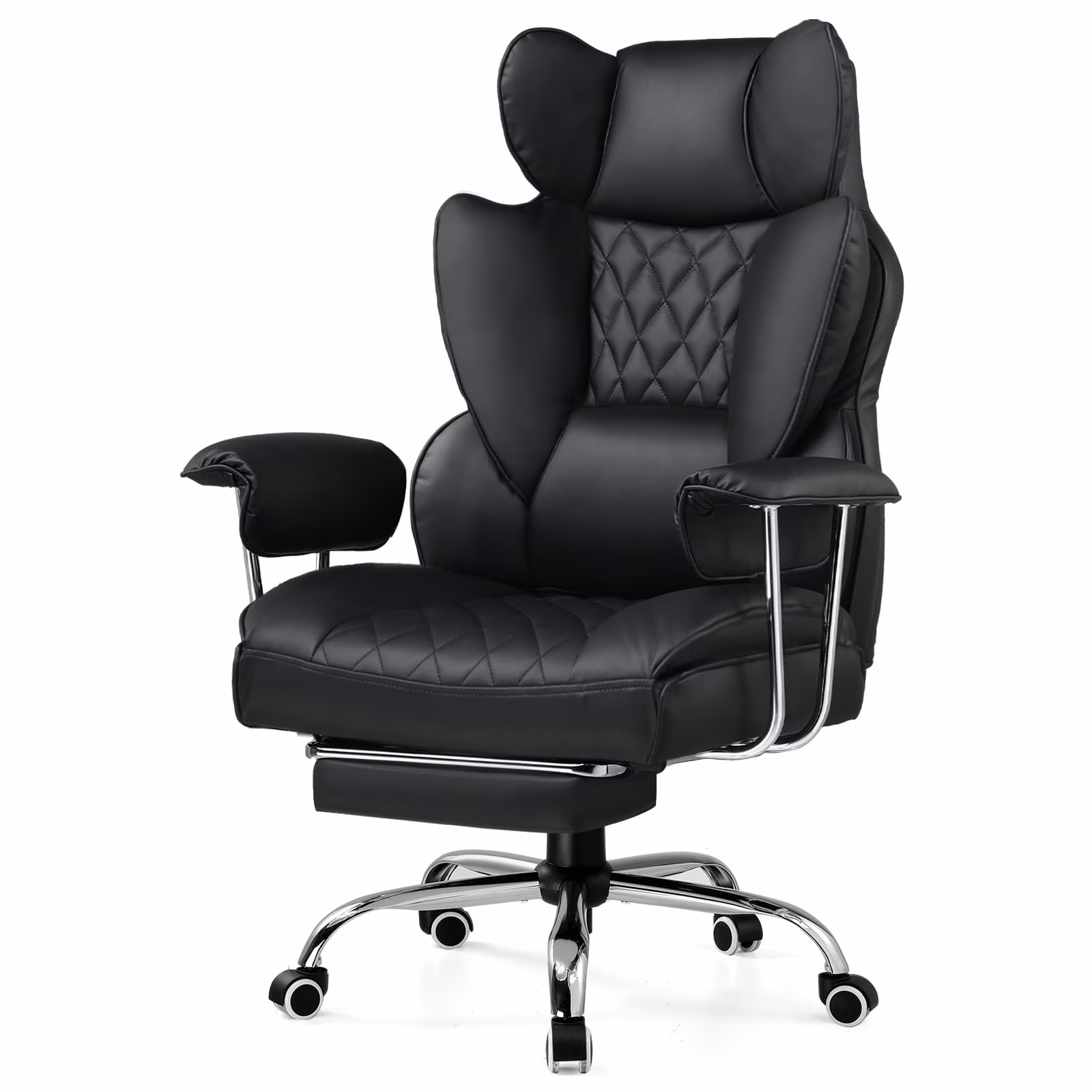 LUCKLIFE Big & Tall Office & Gaming Chair 400LBS Capacity, Wide Ergonomic Seat with Footrest, Adjustable Armrests, Black