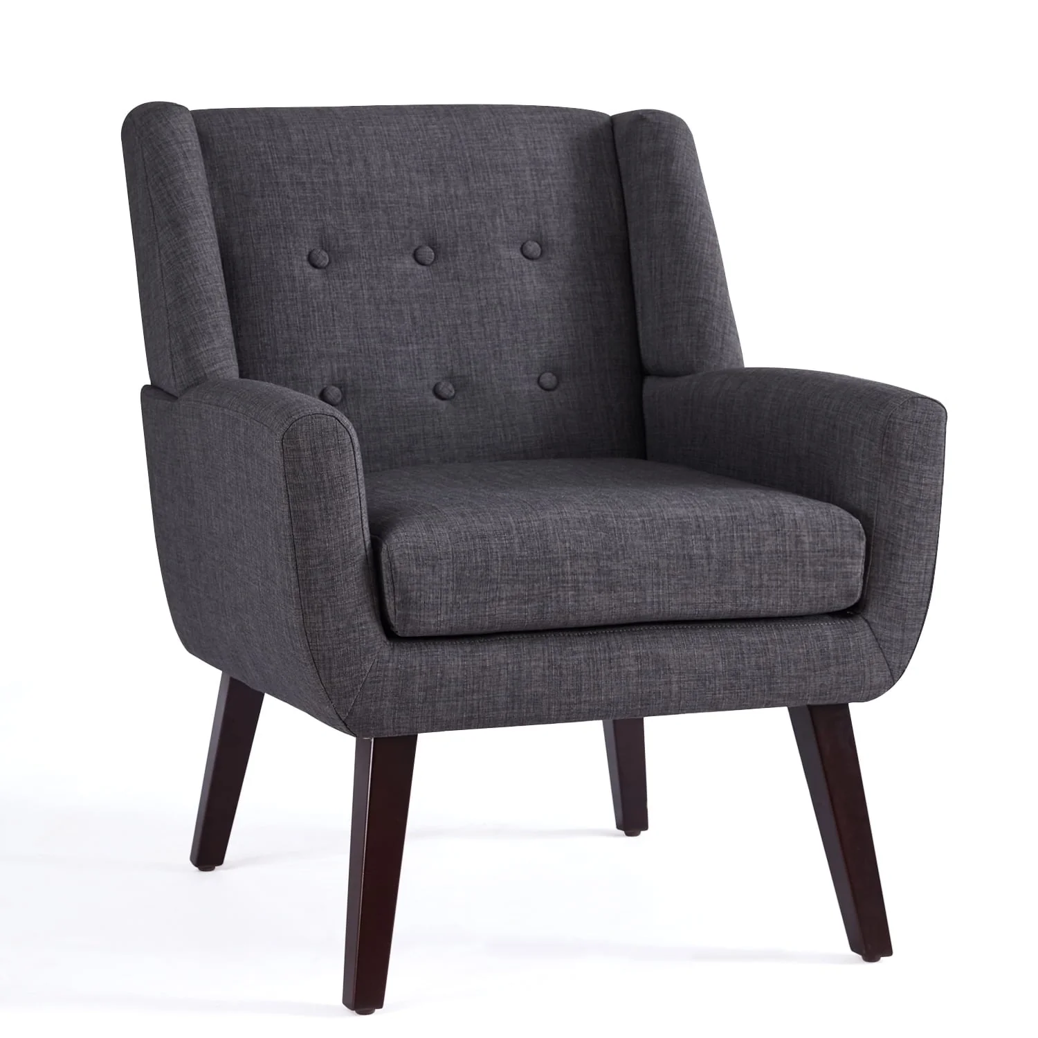 HUIMO  Accent Chair, Button-Tufted Upholstered  Living Room Chairs,  Mid Century Modern Comfy Reading Chairs for Bedroom, Living Room, Beige