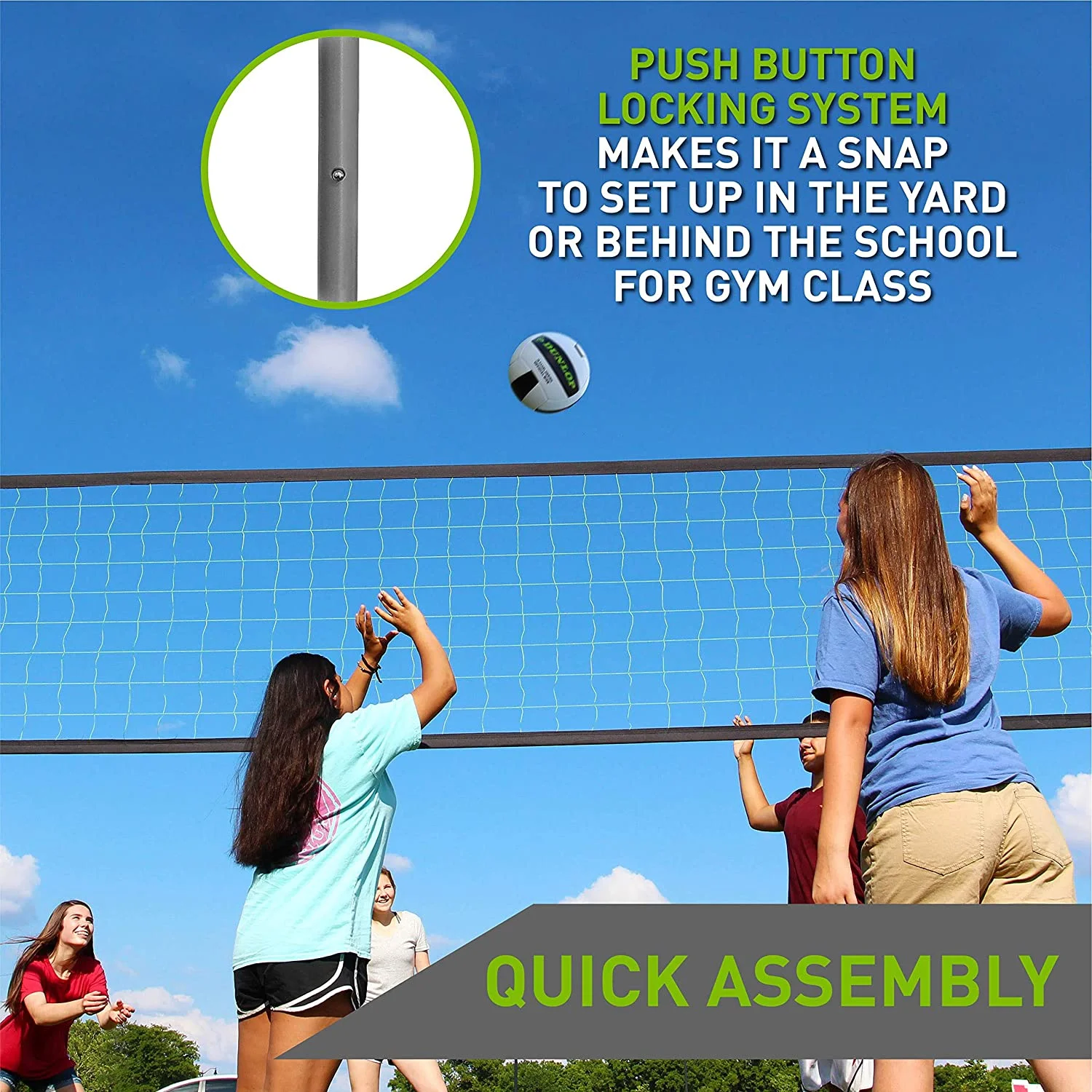 Adjustable Outdoor Volleyball Net Set with Steel Poles, Official Size  Included, Perfect for Beach and Backyard