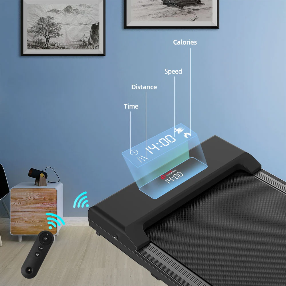 Home Fitness Code Treadmill, Under Desk Treadmill, Ultra Quiet with Remote Control, Walking Jogging for Home/Office Use (Black)