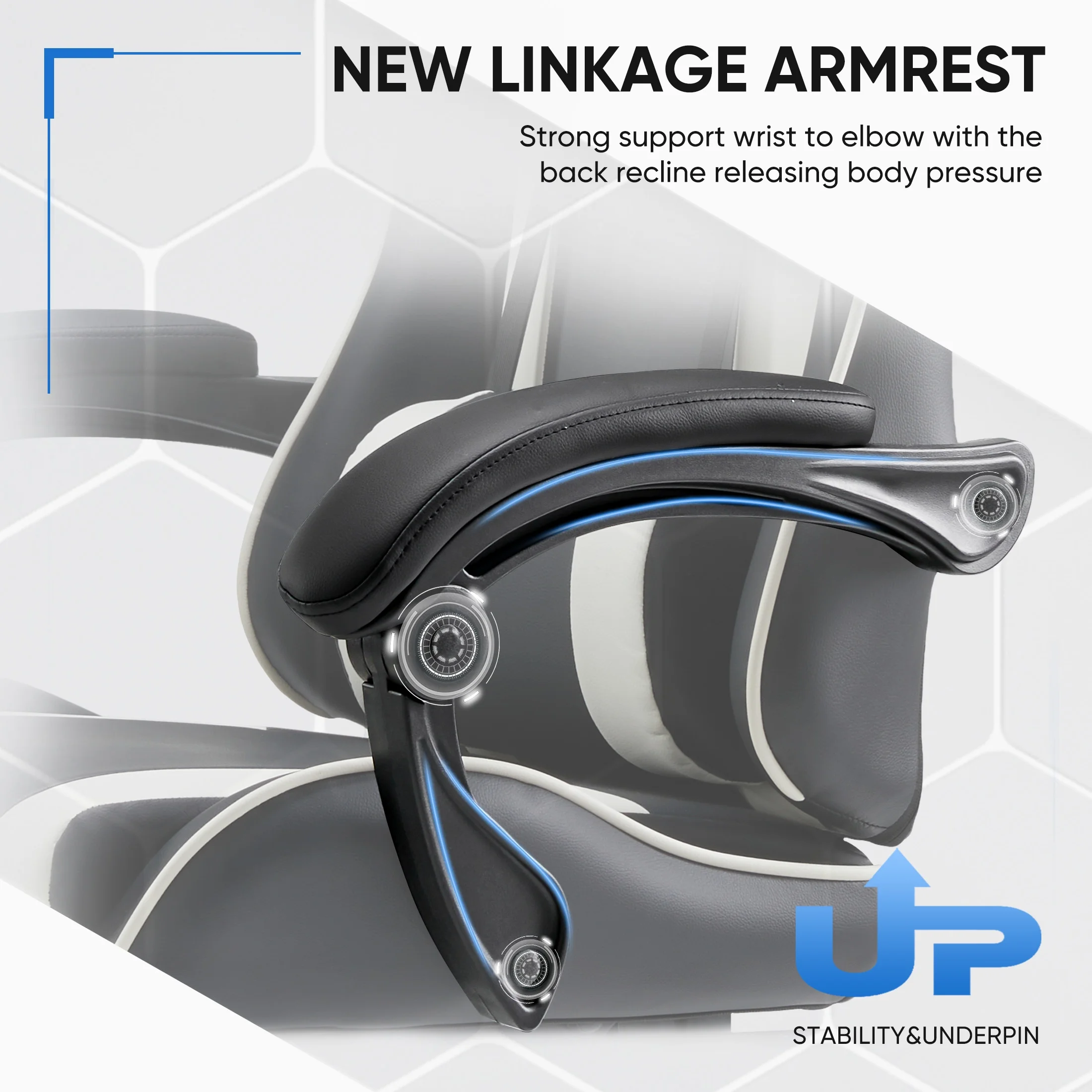 EDX Ergonomic Gaming Chair High Back Office Chair with Lumbar Support and Adjustable Armrests Swivel Racing Chair, Black and Gray