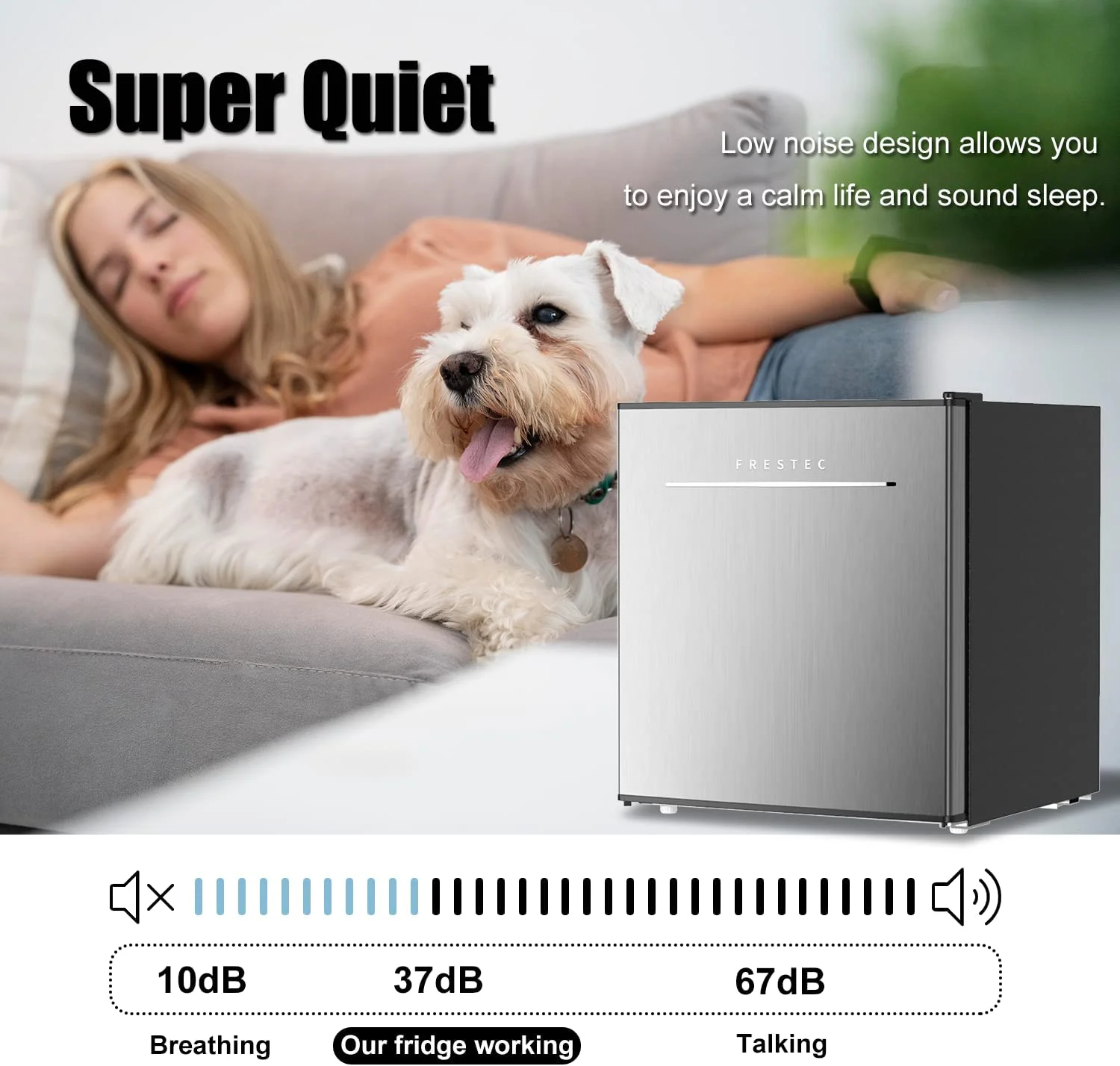 Frestec 1.6 Cu.Ft Mini Fridge with Freezer, Compact Refrigerator, Energy Efficient for Office, Apartment, Dorm, Bedroom