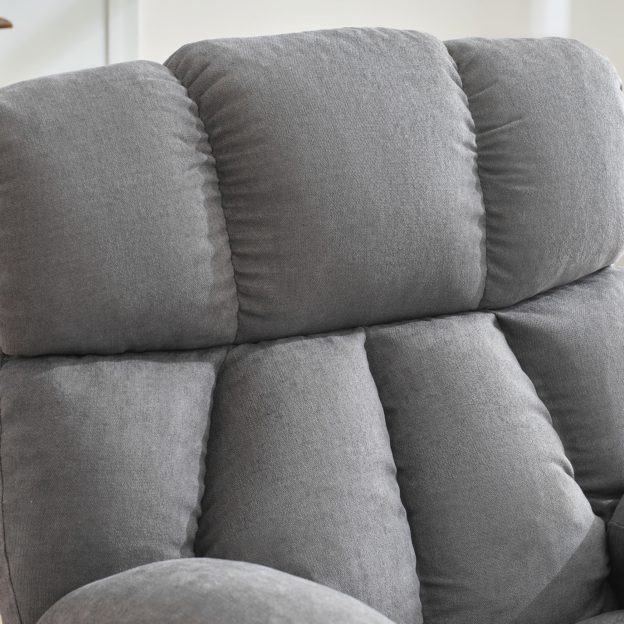 JONPONY Manual Recliner Chair with Heat Therapy and Massage Function, Heavy Duty Reclining Mechanism Massage Chair, Elderly Single Rocker Sofa with Cup Holders for Bedroom Home Theater,Grey