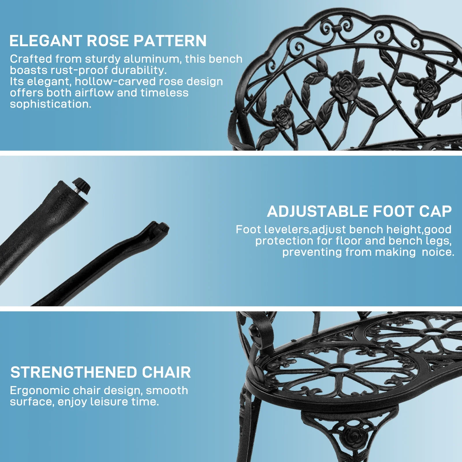 Ktaxon Outdoor Patio Park Garden Bench Courtyard Leisure Rose Cast Aluminum, Outdoor Loveset, Bronze