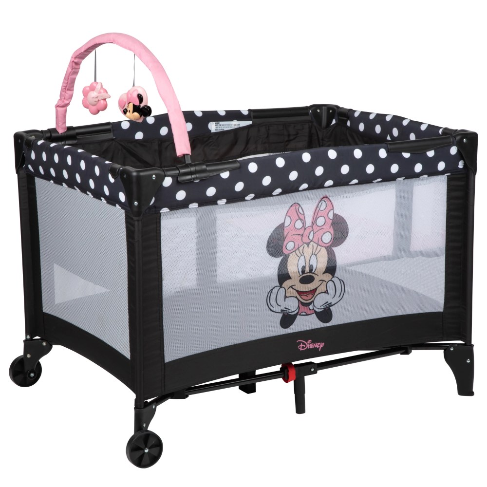 Disney Baby 3D Ultra Baby Play Yard with Bassinet and Toy Bar. Peeking Minnie