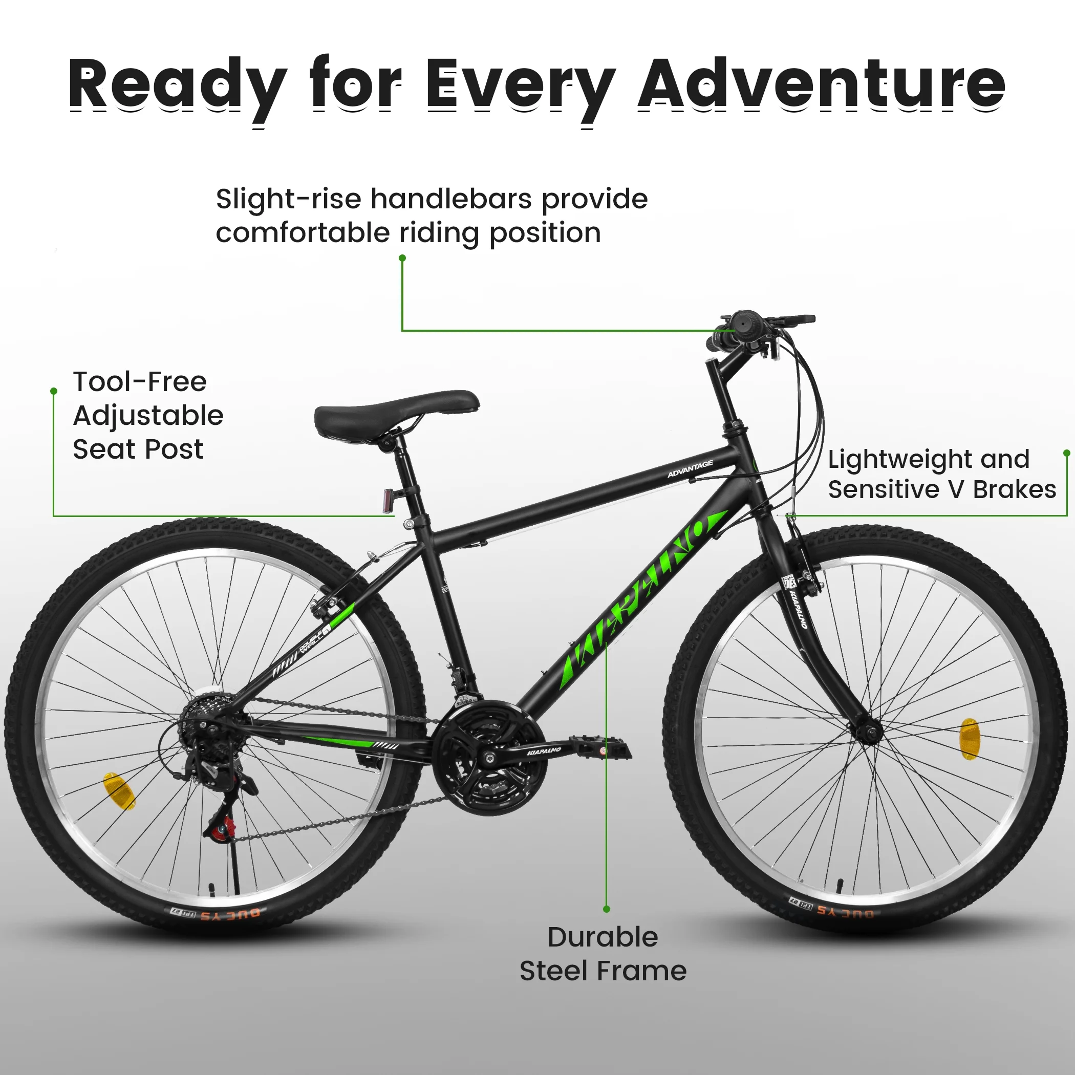 24 Inch Mountain Bike for 10+ Years Old, 21 Speeds Commuter Bike with V Brake and Steel Frame, Rigid Suspension MTB Bicycle for City Trail Beach Snow, Black-Red