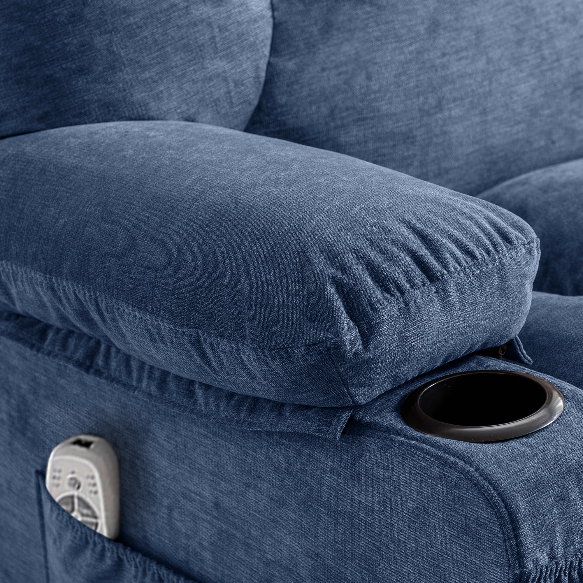 JONPONY Manual Recliner Chair with Heat Therapy and Massage Function, Heavy Duty Reclining Mechanism Massage Chair, Elderly Single Rocker Sofa with Cup Holders for Bedroom Home Theater,Grey