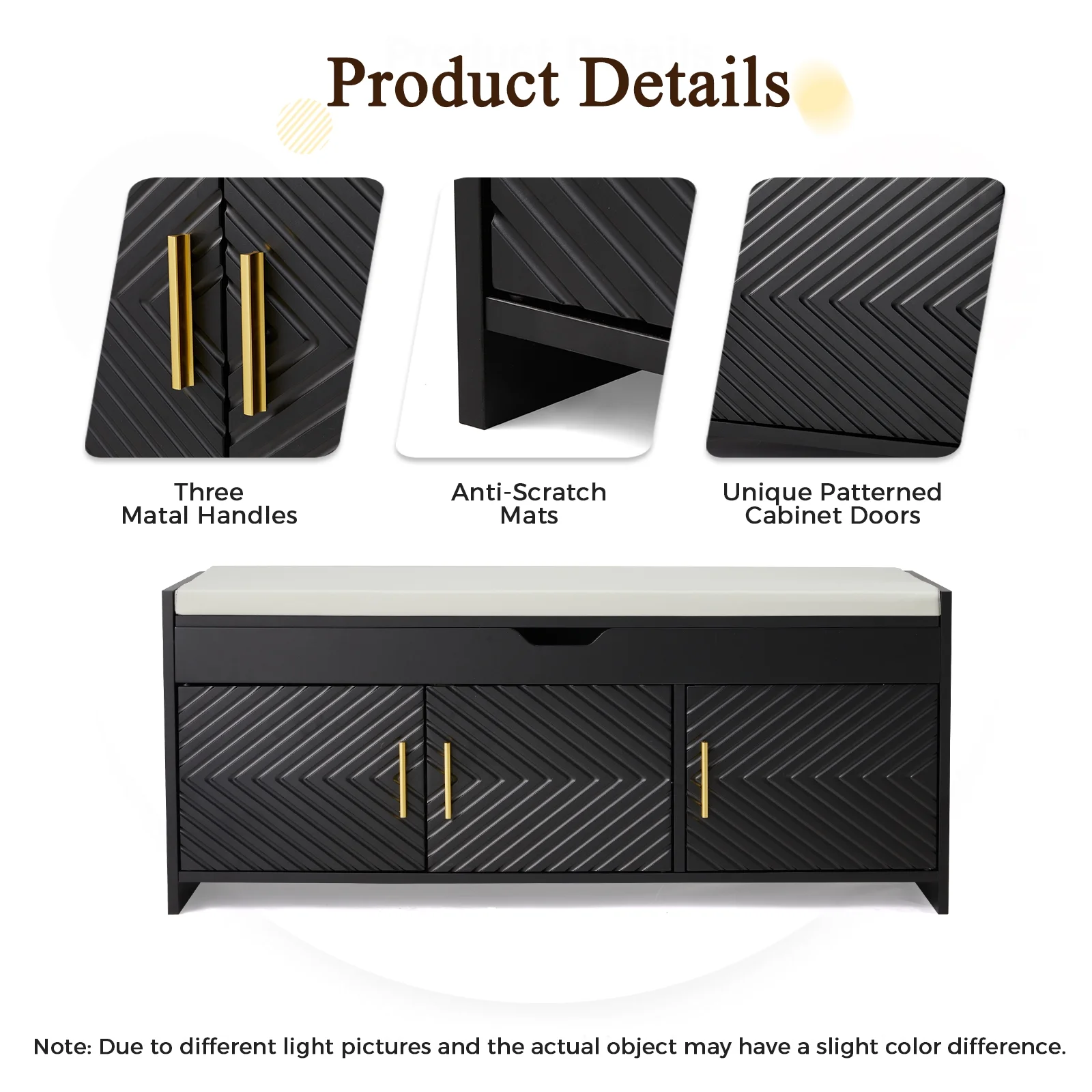 AVAWING Storage Bench, Shoe Bench with Lift Top Storage, Wooden Entryway Bench, Black