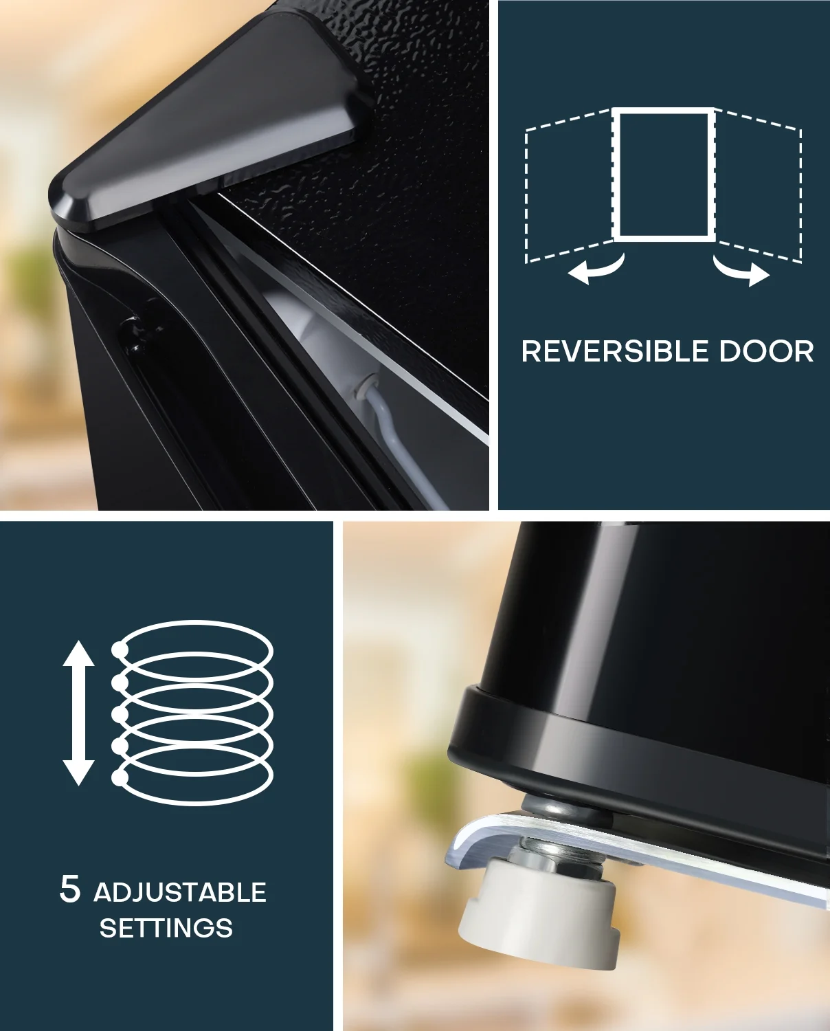 Upstreman 1.7 Cu ft Mini Fridge with Freezer Single Door Compact Refrigerator, Low Noise, Energy Saving, Adjustable Temperature, Reversible Door, for Home Office Dorm, Black FR17