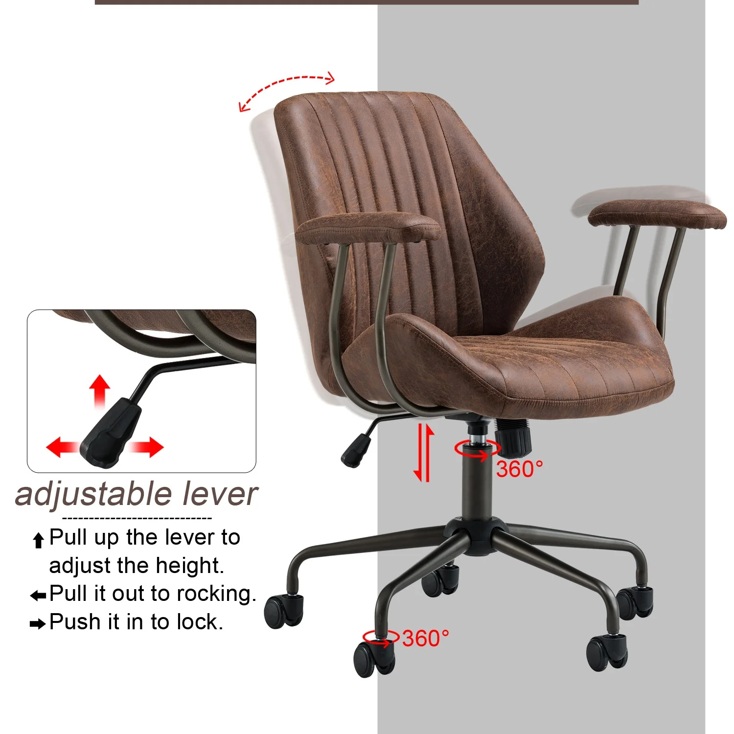 Ovios Ergonomic Office Chair Modern Computer Desk Suede Fabric Desk Chair with Lumbar Support for Home Office