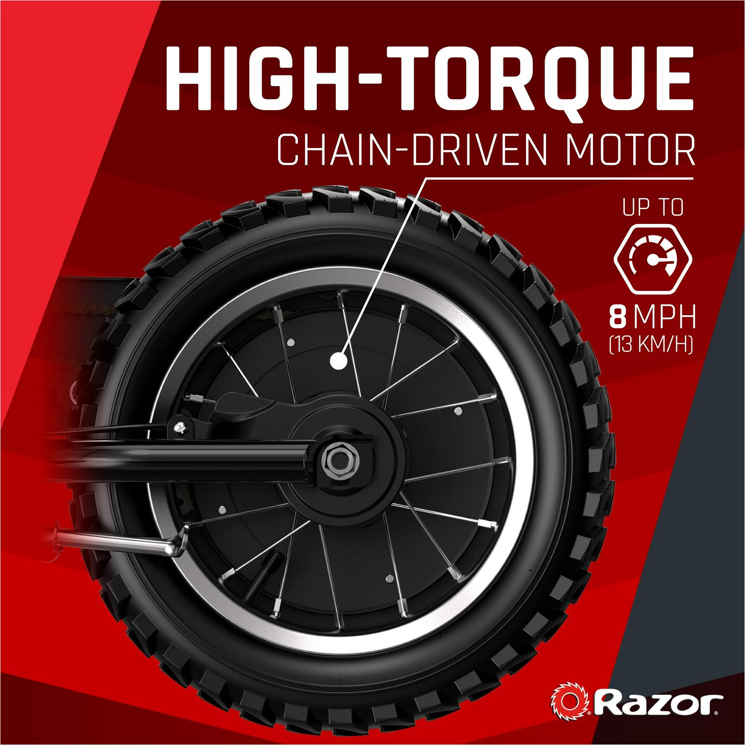 Razor Dirt Rocket MX125 Electric-Powered Dirt Bike - Black with Decal Included. for Child 5+