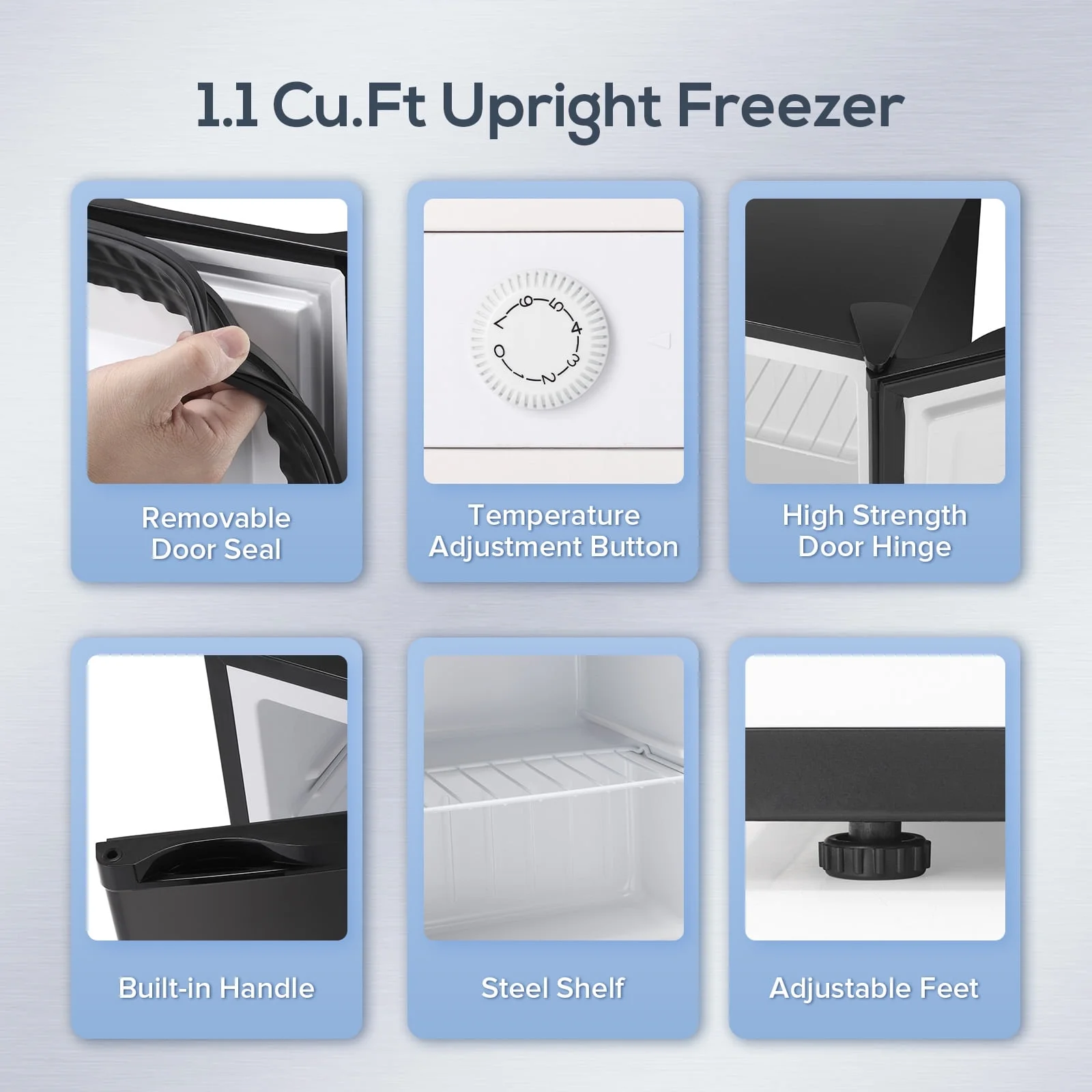 KNDKO Upright Freezer, 1.2cu.ft Mini Freezer with Adjustable Thermostat & Removable Shelves, Stand Up Freezer for Home/Office/Dorm, White